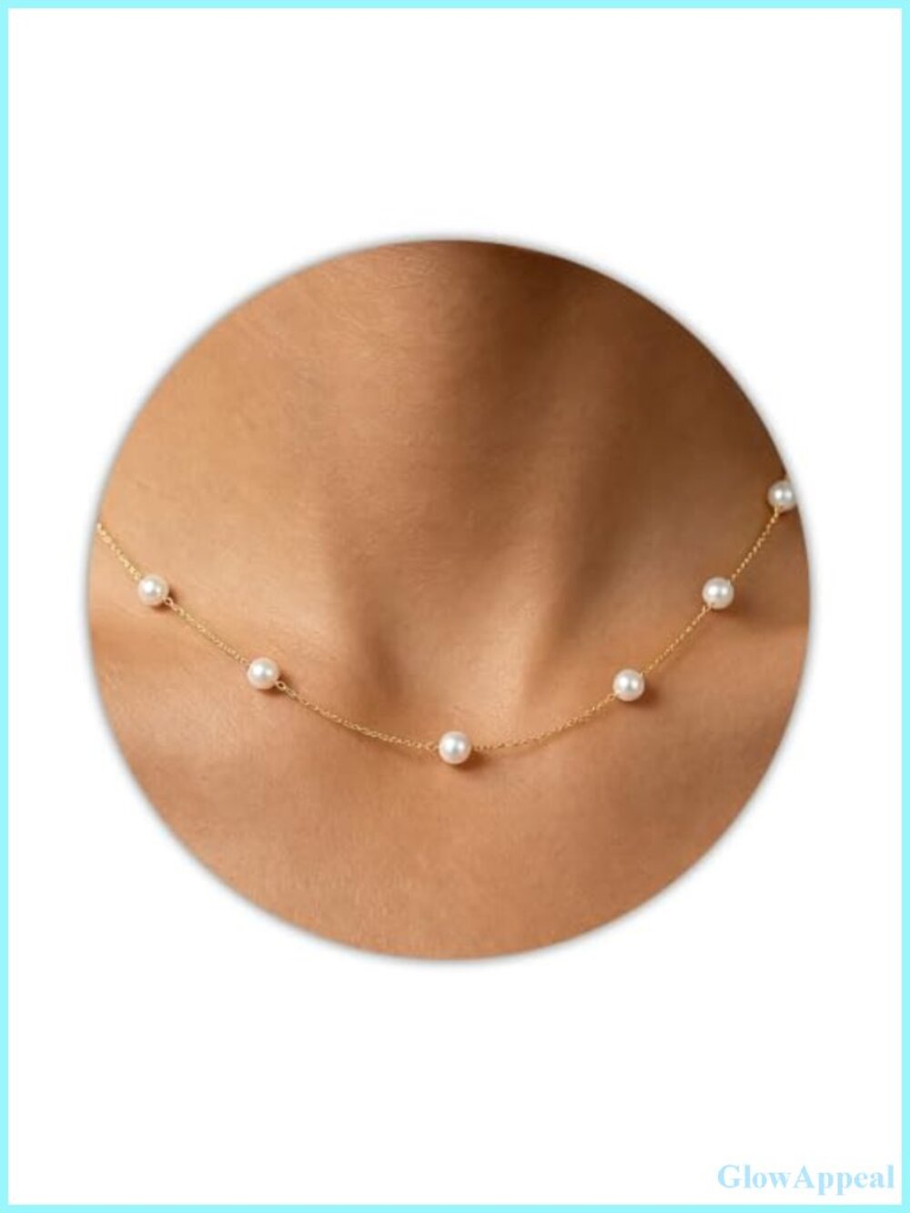 18K Gold Plated Stainless Steel Pearl Choker Necklace
